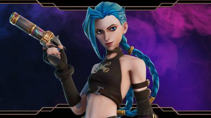 Official art of the Arcane Jinx skin from the Fortnite site.