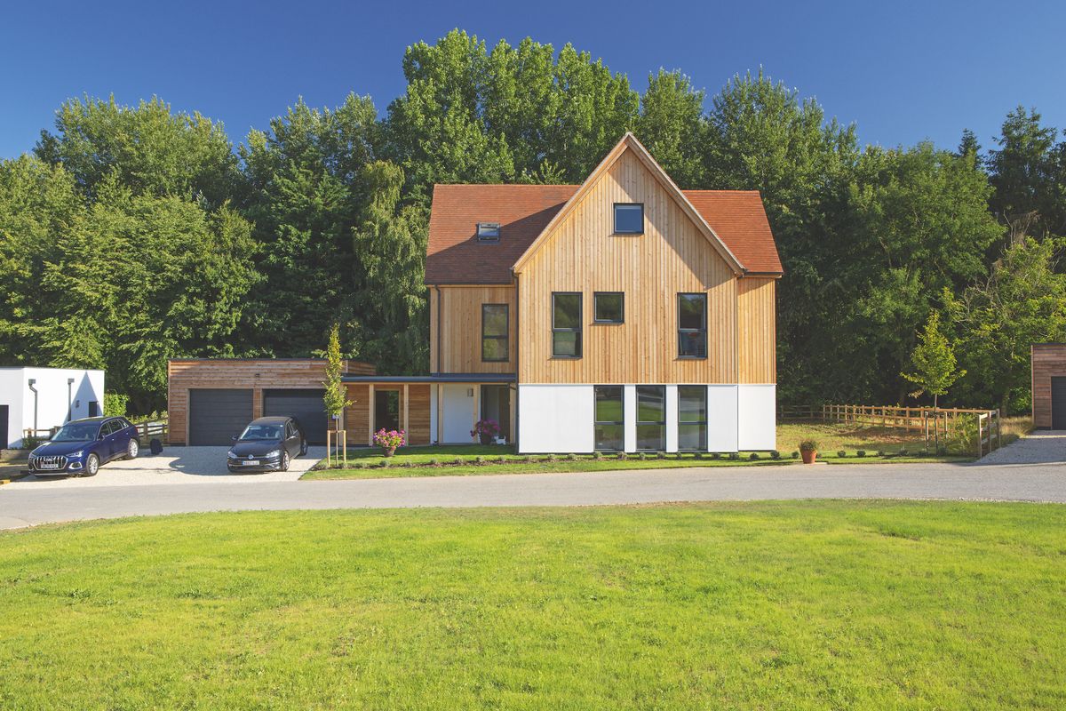 timbr cladding and render on self build house
