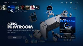 «Astro's Playroom» i PS5-grensesnittet.