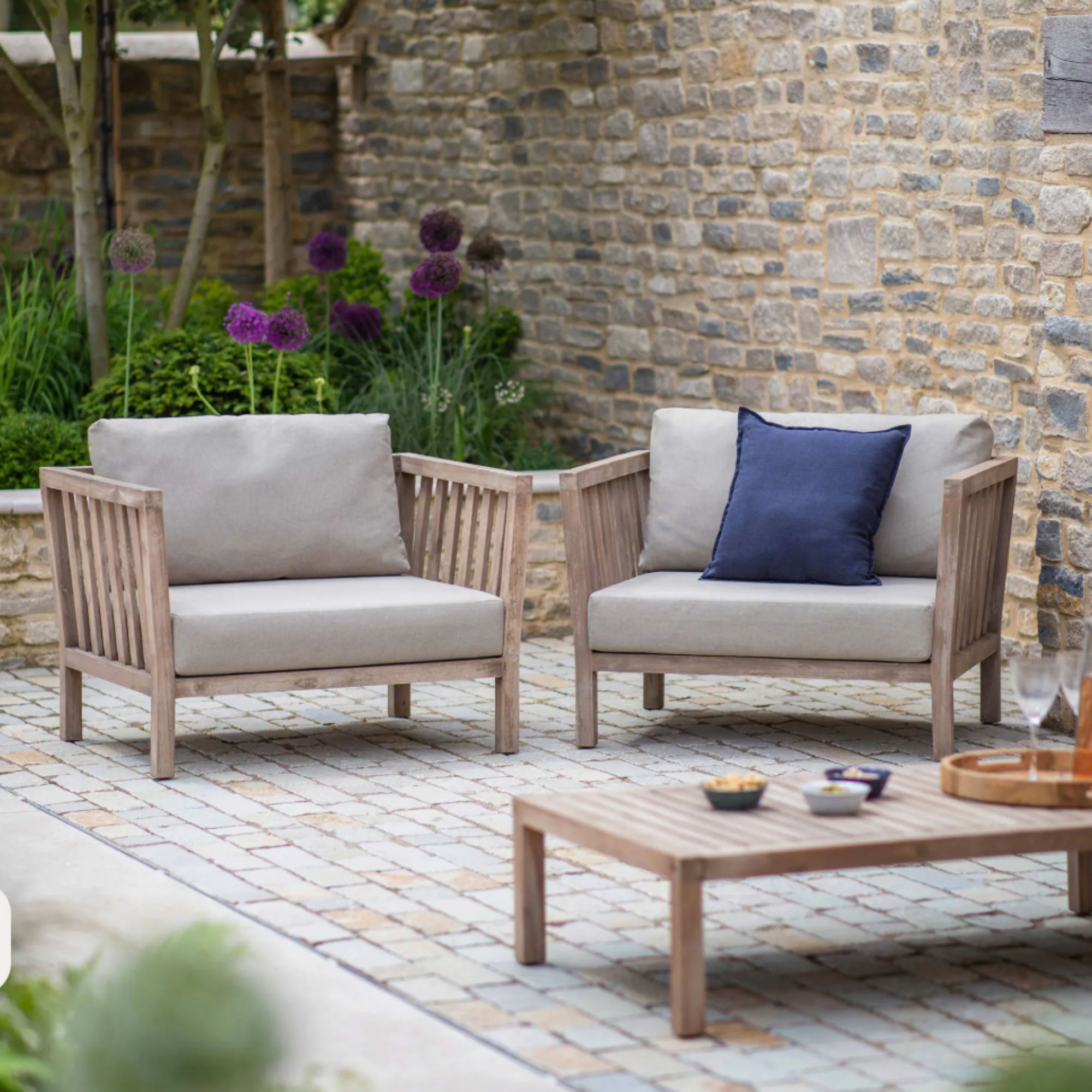 Porthallow Armchair & Table Set Natural