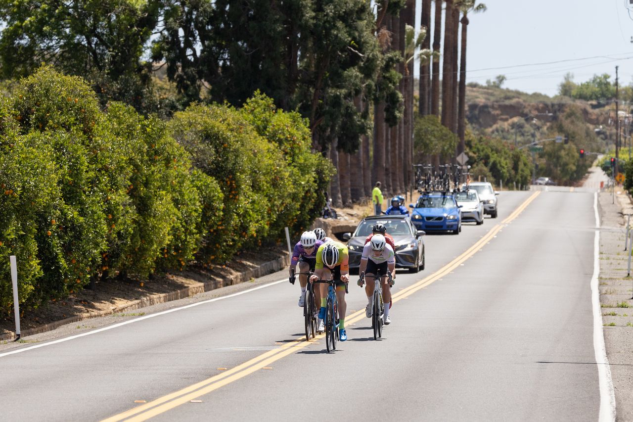 Thomas Schellenberg (TaG Cycling Racing Team), Alexander Murison (Red Truck Racing p/b Mosaic Homes #177), Kaler Marshall (Expeditors Elite Cycling Team #102), Luke Feuerhelm (Above and Beyond Cancer p/b BIke World #47), and Chris Riekert (Team Mikes BIkes pb Equator Coffees #235) continued to work in the break after the intermission.