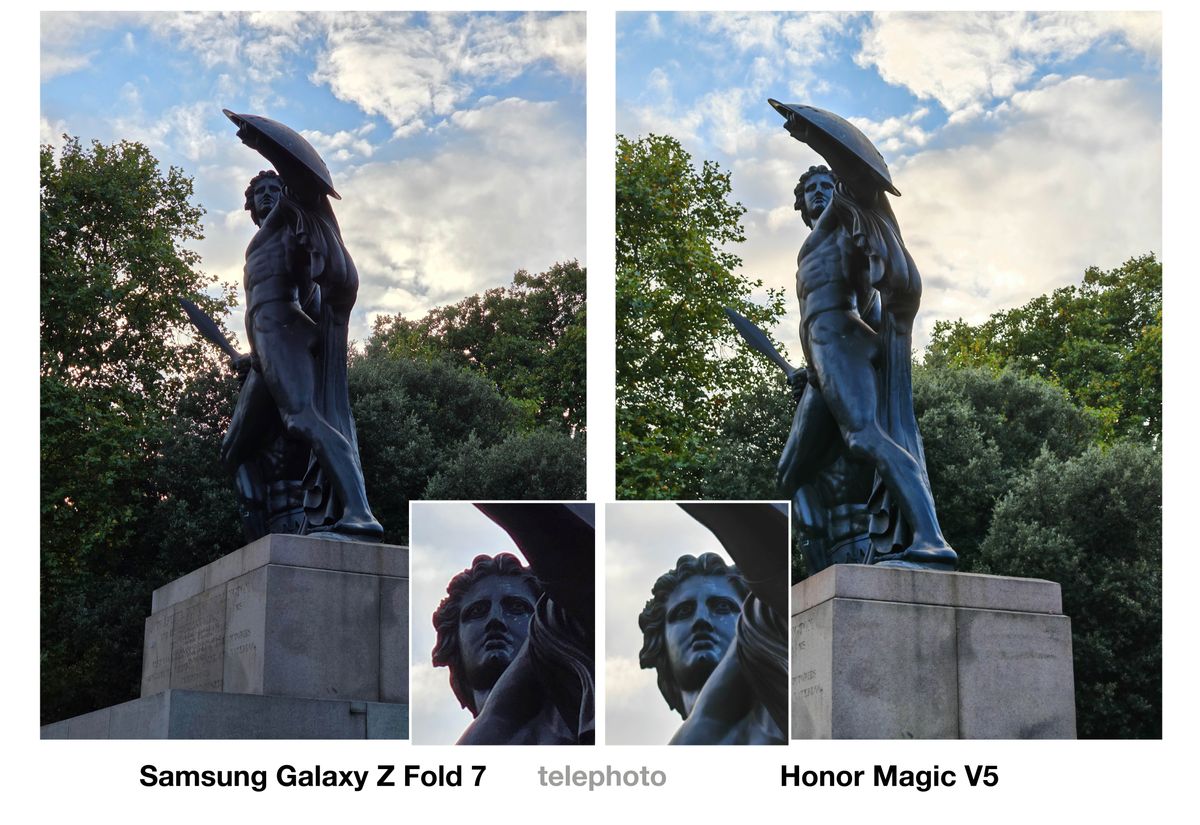 A camera comparison between the Samsung Galaxy Z Fold 7 and Honor Magic V5