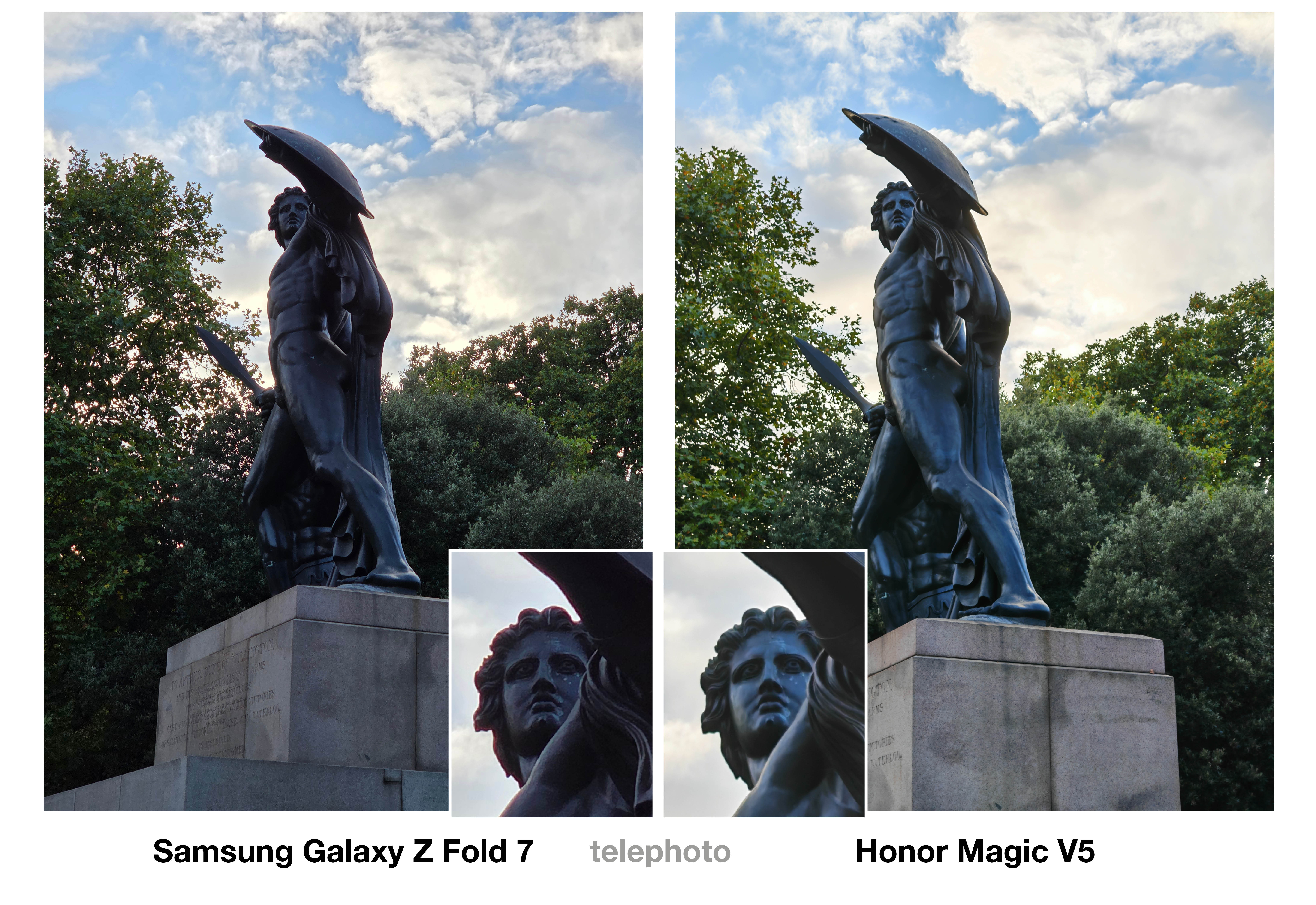 A camera comparison between the Samsung Galaxy Z Fold 7 and Honor Magic V5
