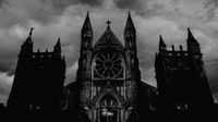 A gloomy cathedral at night