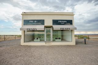 VALENTINE, TEXAS - JULY 14: The Prada Marfa sculpture by artists Elmgreen and Dragset on July 14, 2020 in Valentine, Texas. (Photo by Josh Brasted/Getty Images)