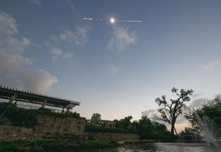 A composite image of the total solar eclipse over Texas