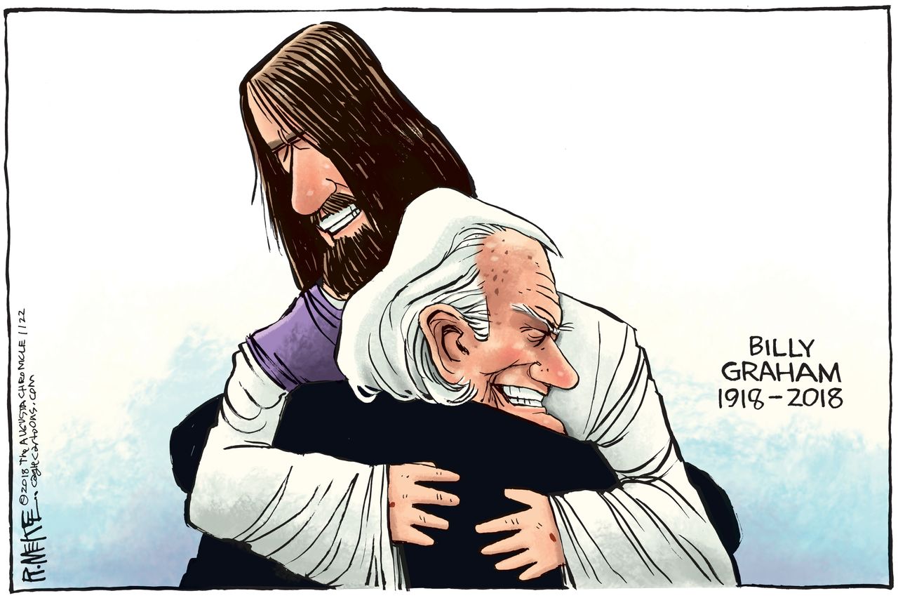 Political cartoon U.S. Billy Graham death