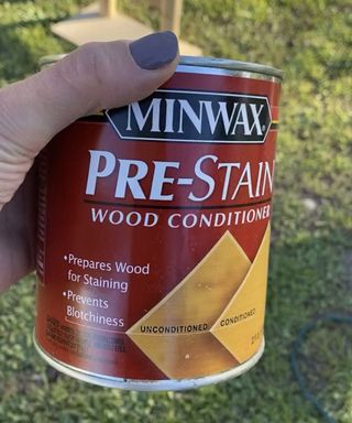 red tin on pre-stain wood conditioner