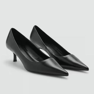 Black kitten heel pumps from Mango