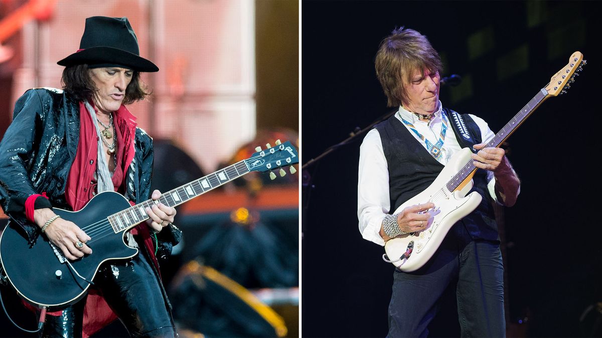 Joe Perry (left) and Jeff Beck perform onstage