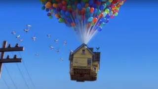 The house from Up floating in the sky.