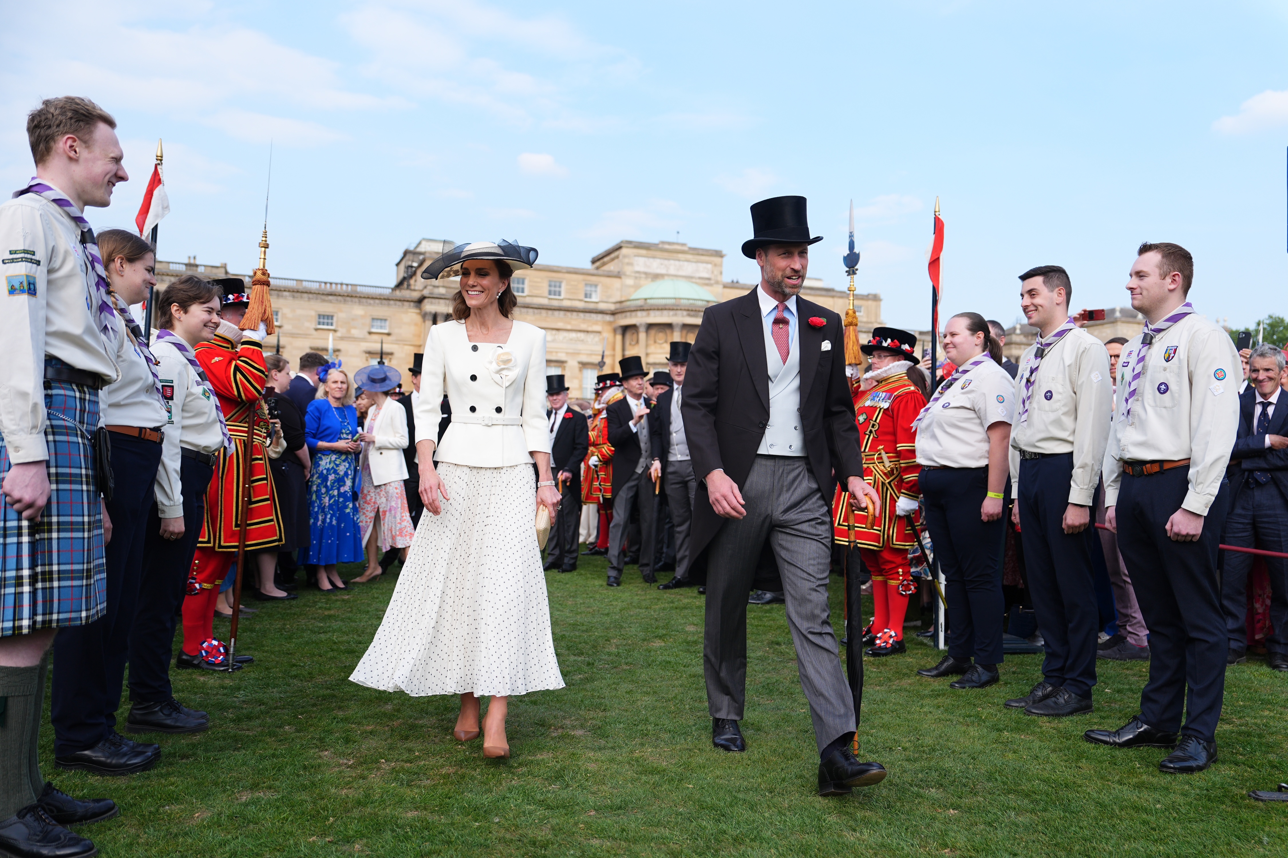 Princess Kate and Prince William at a Buckingham Palace garden party