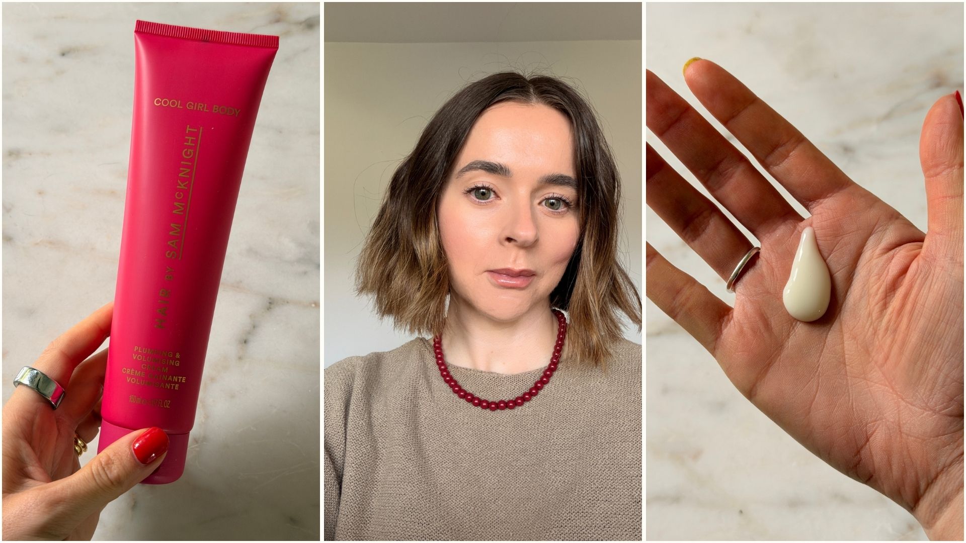 Freelance beauty editor Grace Day testing out the Hair By Sam McKnight Cool Girl Body Plumping &amp; Volumising Cream
