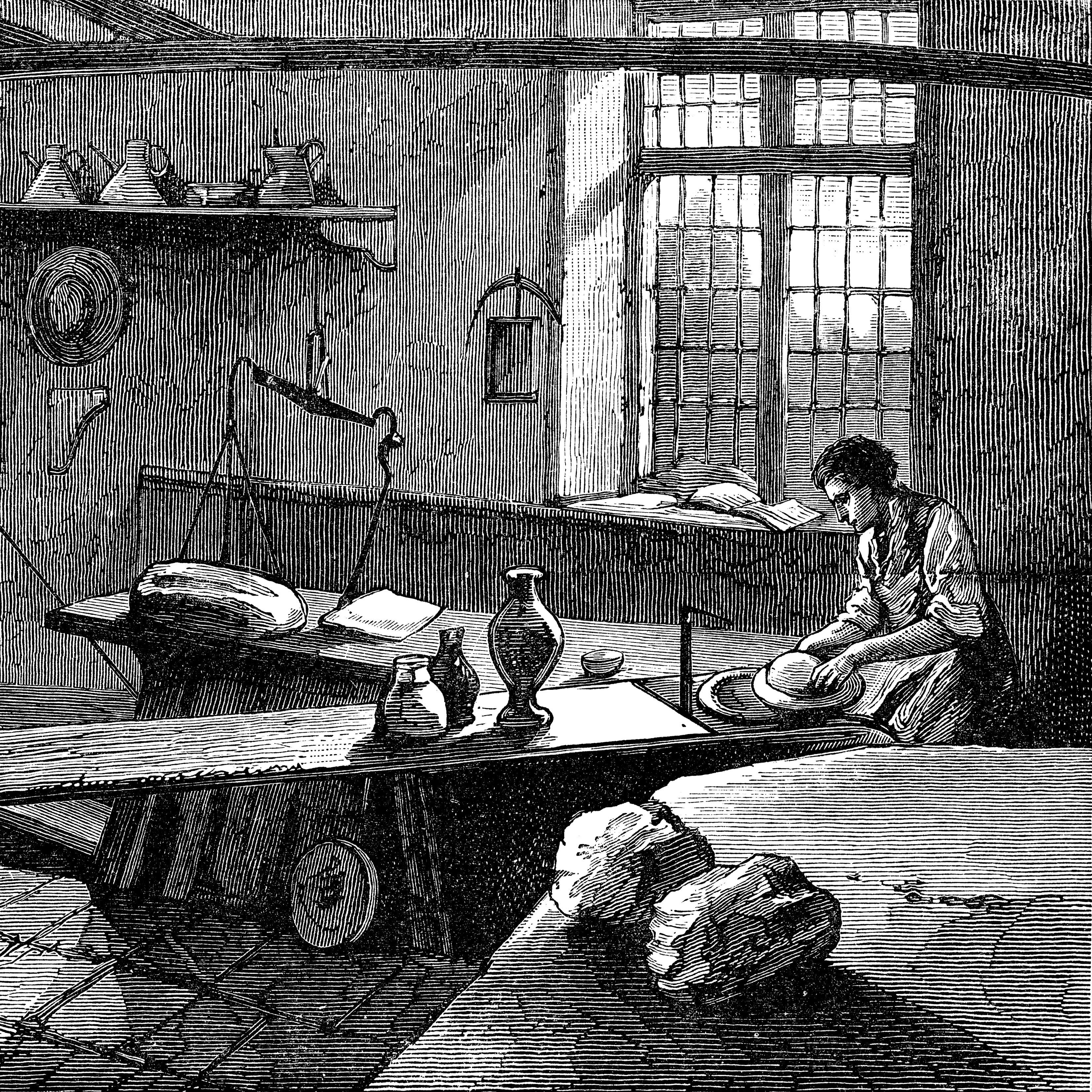 Josiah Wedgwood (1730-1795) at work in his Etruria Works near Hanley Staffordshire