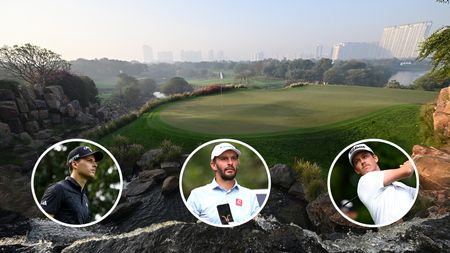 A generic shot of DLF Country Club and three golfers in circles