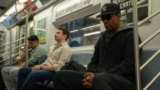 Denzel Washington riding the subway in a scene from Apple TV Plus' "Highest 2 Lowest"