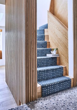 contemporary staircase with modern wall panelling