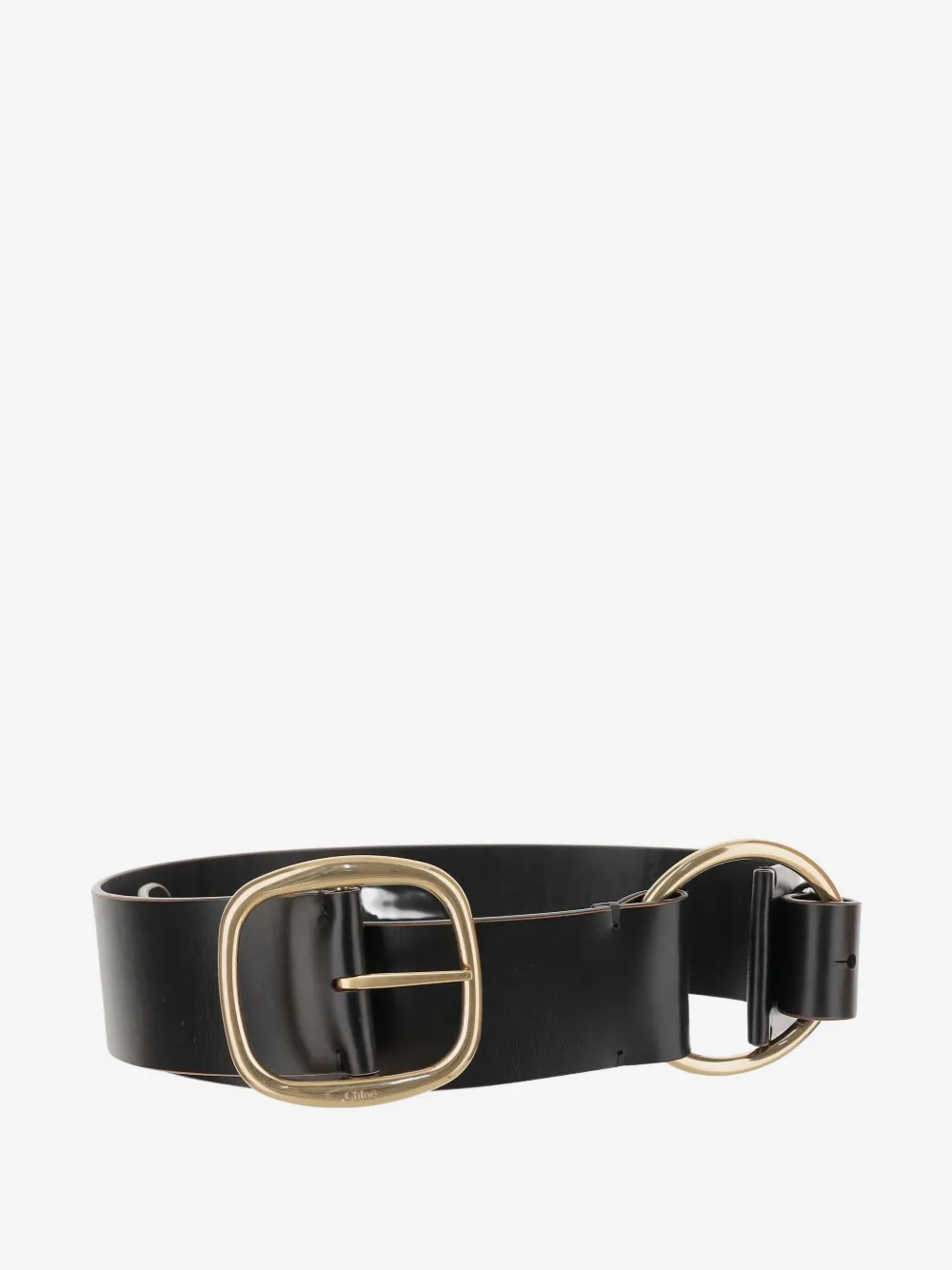 Chlo&amp;eacute; Leather Rounded-Buckle Belt | M