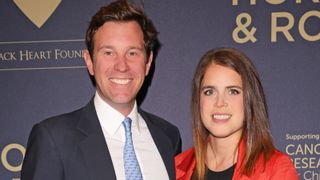Jack Brooksbank (L) and Princess Eugenie attend the Horan & Rose Show: Modest! Golf co-founder Niall Horan and Justin Rose brought the world of music and sport together at The Grove, presenting an evening of entertainment to raise money for The Black Heart Foundation on September 03, 2021 in Watford, England.