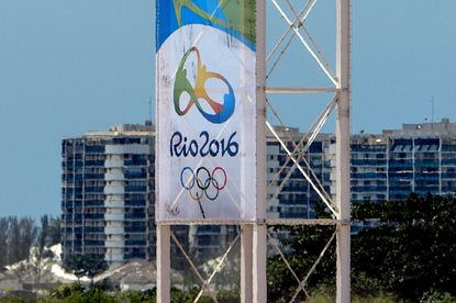 Banner at Rio Olympics construction site