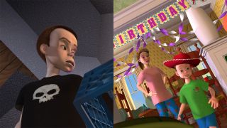 Sid and Andy and Andy's Mom in Toy Story