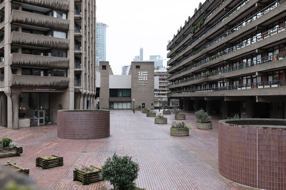 Outside the Barbican Centre in London
