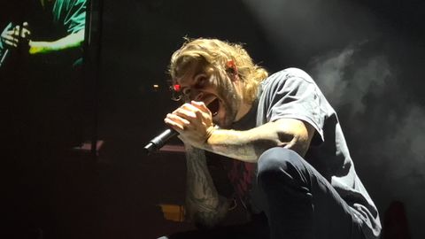 M Shadows on stage at Madison Square Garden