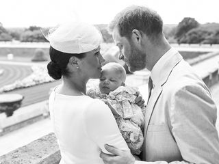 Prince Harry and Meghan hold baby Archie in his official Christening photograph