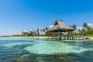 Thatched beach hut in Punta Cana, Dominican Republic