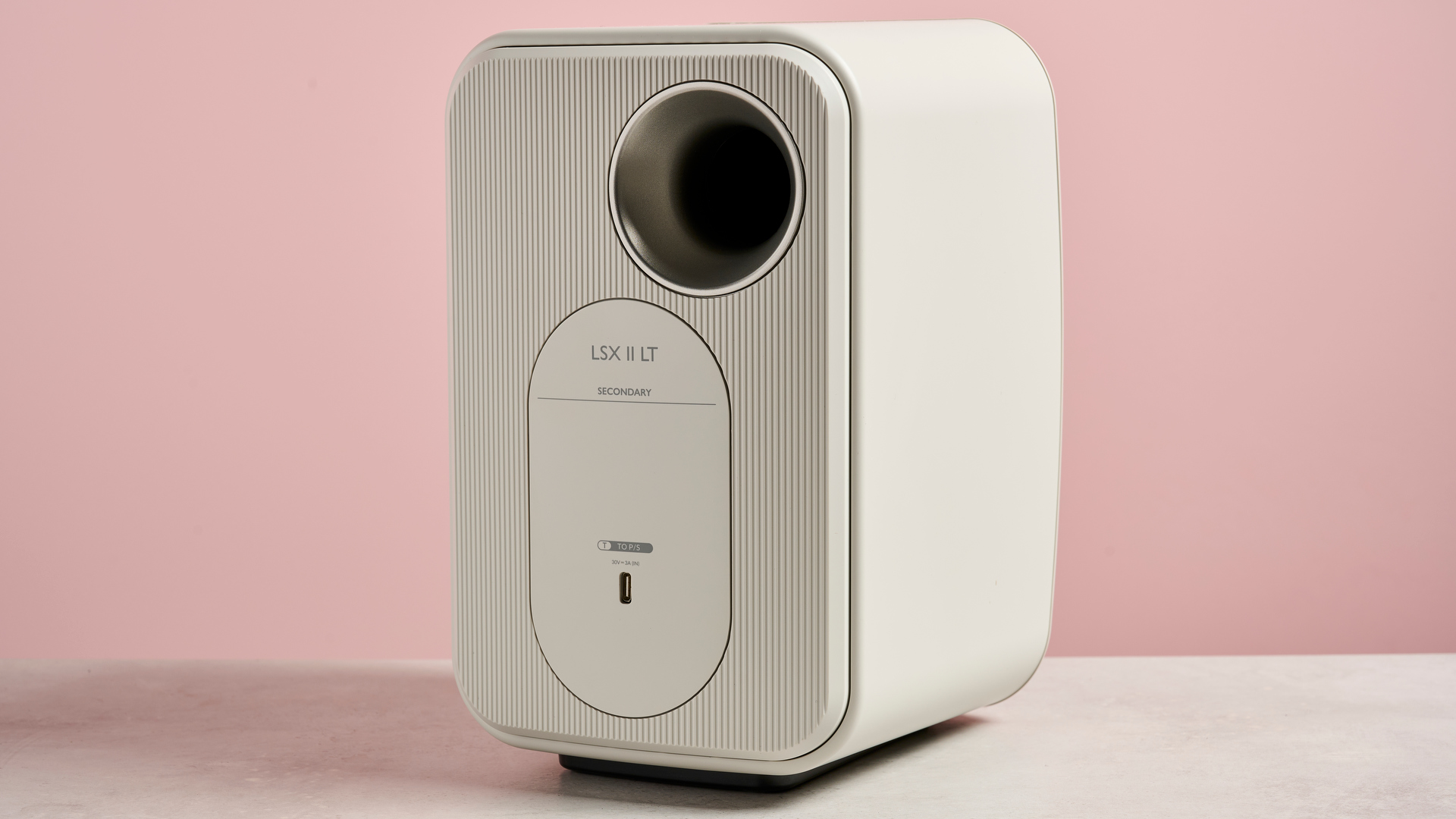 The KEF LSX II LT speakers from the rear