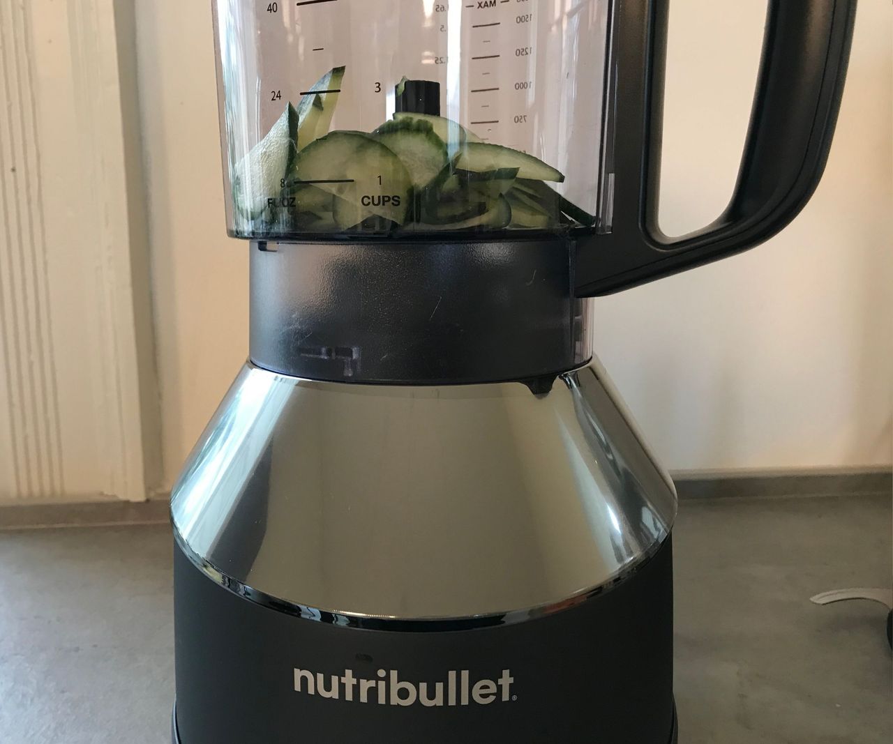 Cucumber sliced in the Nutribullet Triple Prep System