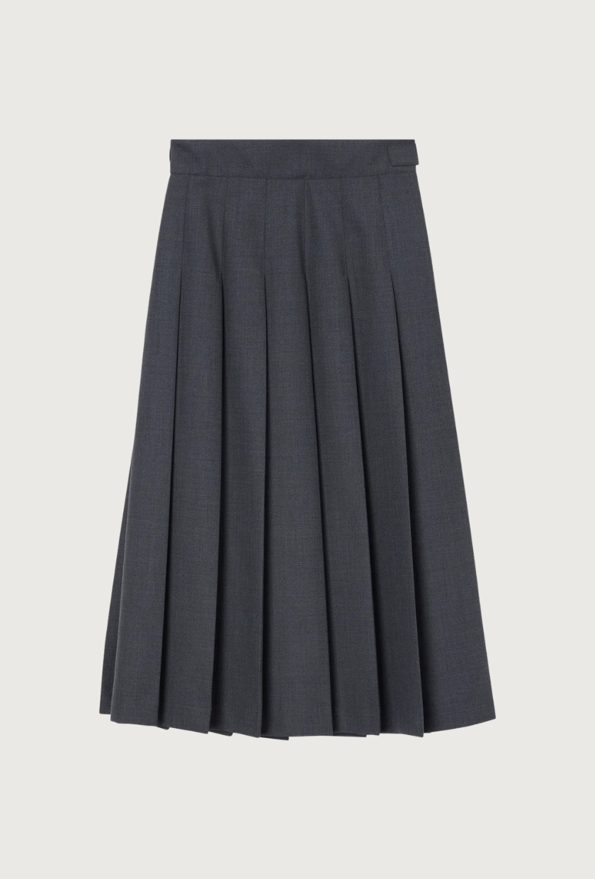Pleated Wrap Skirt | Dark Grey Melange