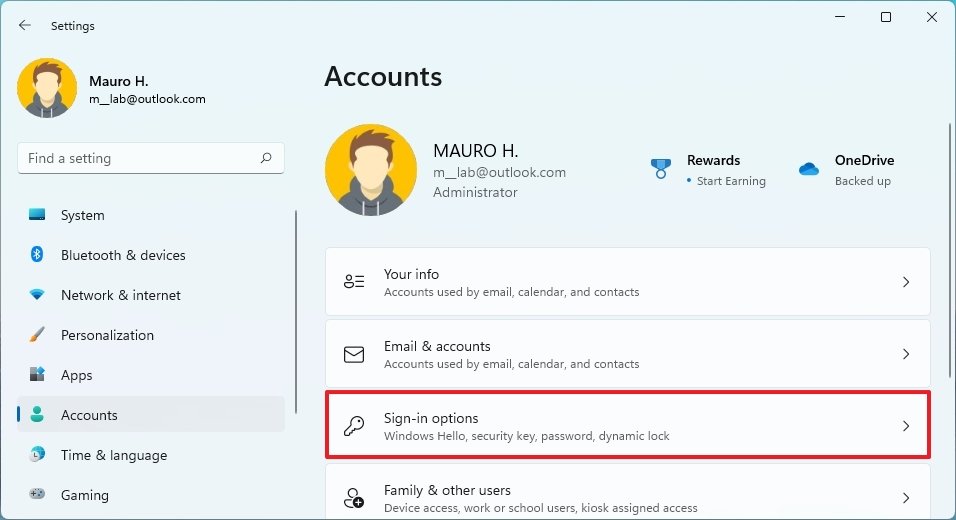 Open Sign in options