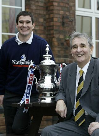 Then Burton manager Nigel Clough (left) and his father and former Nottingham Forest boss Brian Clough
