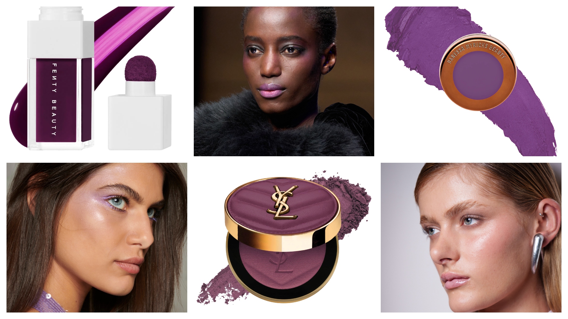 purple blush collage of products and models