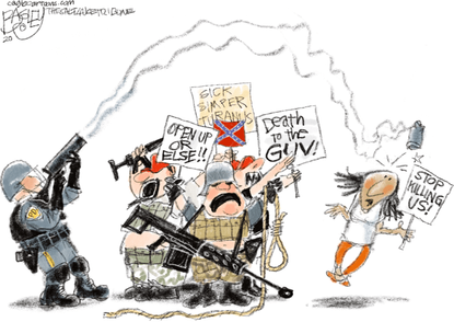 Editorial Cartoon U.S. anti lockdown protesters Minneapolis George Floyd&nbsp;