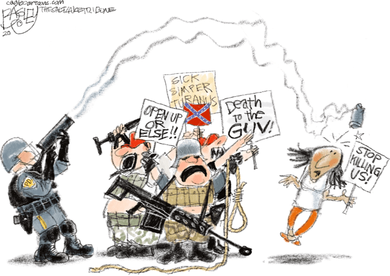 Editorial Cartoon U.S. anti lockdown protesters Minneapolis George Floyd&amp;amp;nbsp;