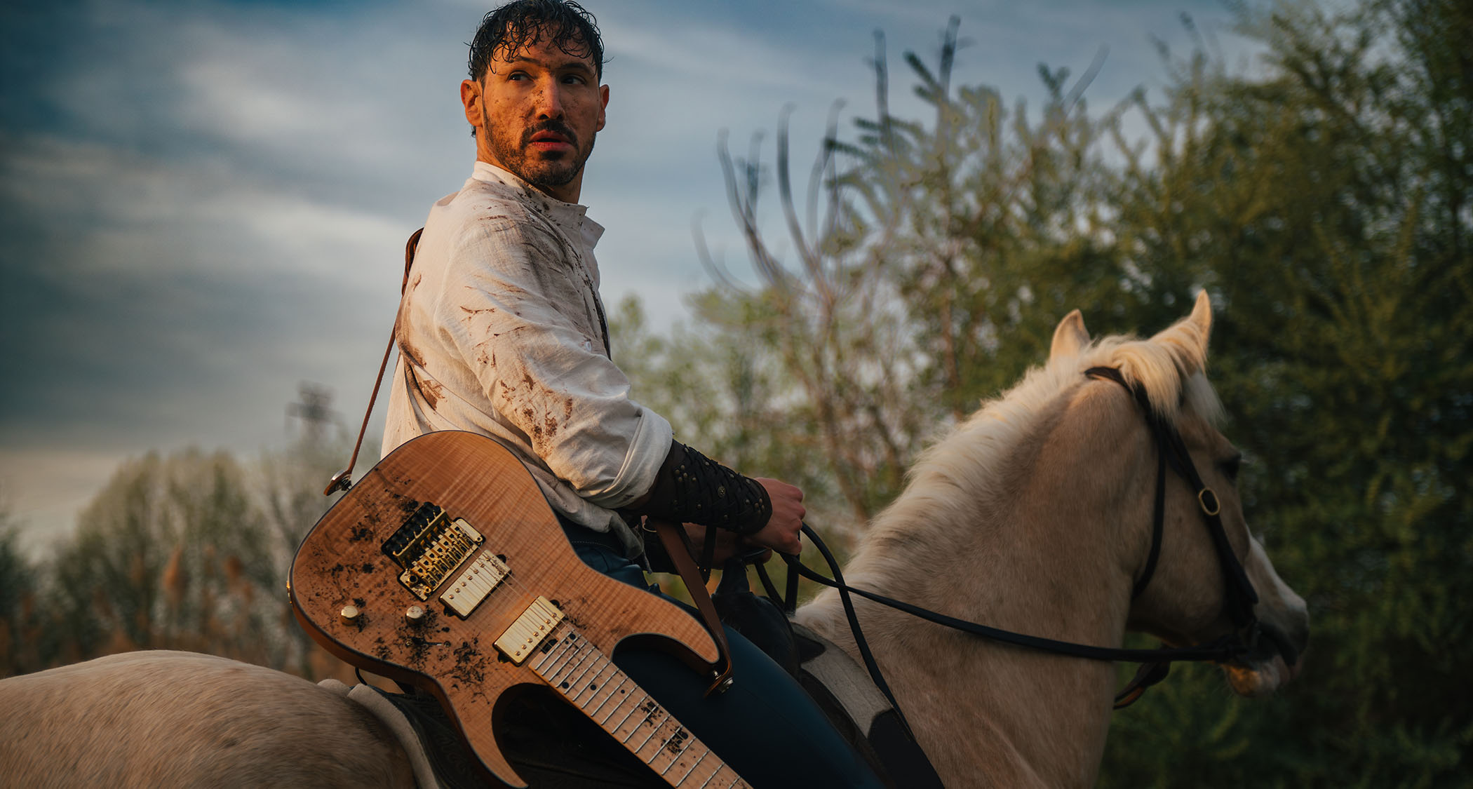 Charvel Angel Vivaldi Signature Pro-Mod Nova-7 NAT: The new S-style is eight years in the making and in some of the promo pictures it looks like Angel Vivaldi has been on horseback for much of that time.