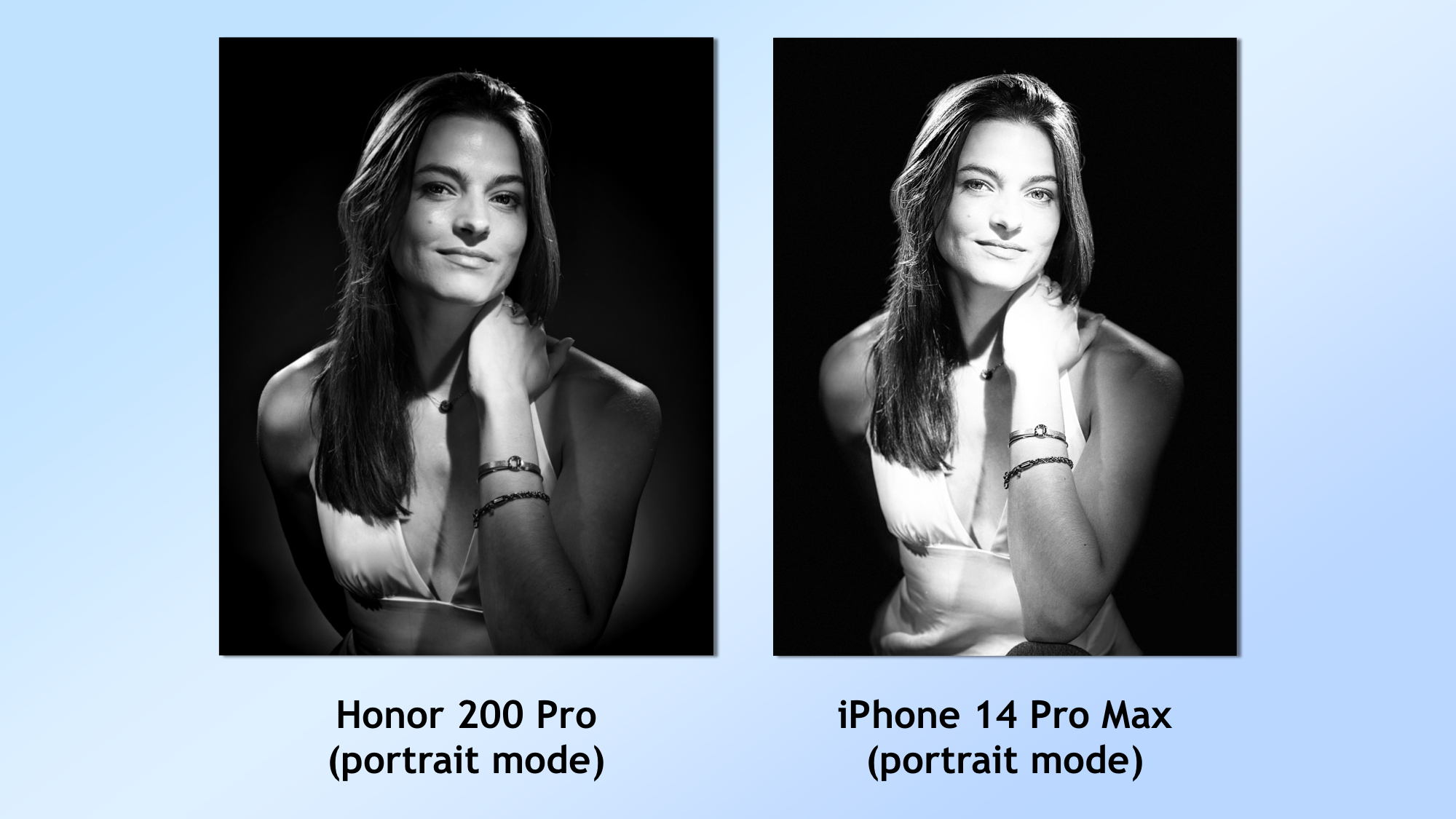 I took the same photo with the Honor 200 Pro and iPhone 14 Pro Max Portrait mode in the same place, same lighting
