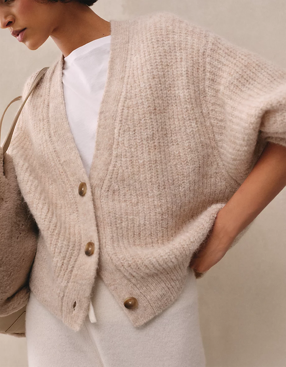 Mango Curly-knit cardigan with jewel buttons