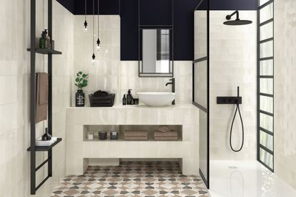 Basement bathroom ideas: porcelain tiles in bathroom