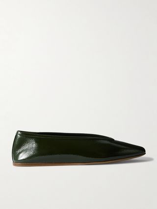 Luna Patent Textured-Leather Ballet Flats