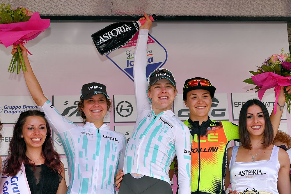Elizabeth Banks and Leah Thomas go -12 for Bigla in stage 8 of the Giro Rosa