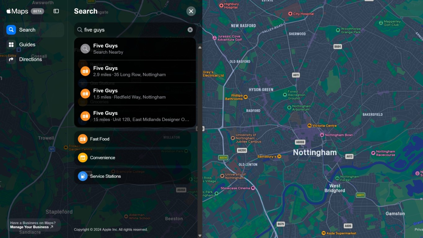 Apple Maps (beta) on Microsoft Edge