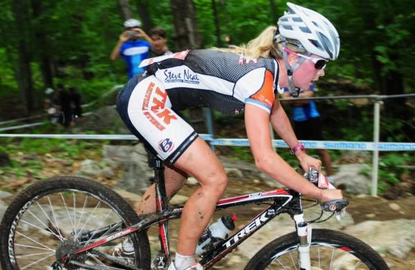Emily Batty (Trek Toronto) riding to victory in the Under-23 division.