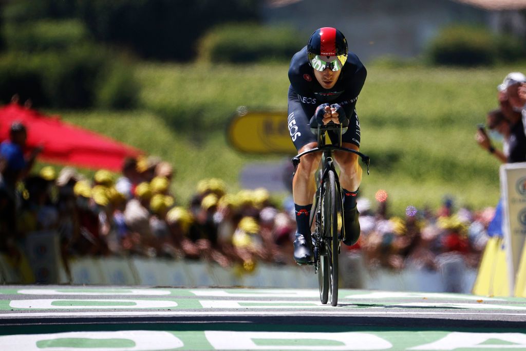 SAINTEMILION FRANCE JULY 17 Micha Kwiatkowski of Poland and Team INEOS Grenadiers at arrival during the 108th Tour de France 2021 Stage 20 a 308km Individual Time Trial Stage from Libourne to SaintEmilion 75m ITT LeTour TDF2021 on July 17 2021 in SaintEmilion France Photo by Chris GraythenGetty Images