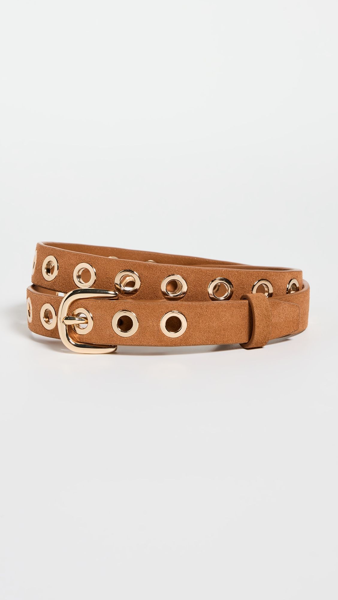 Grommet-Embellished Suede Belt