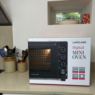 A countertop oven from Lakeland being tested at home