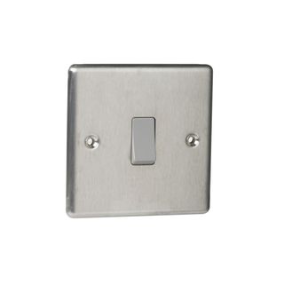 Single 2-way Switch in Brushed Stainless Steel