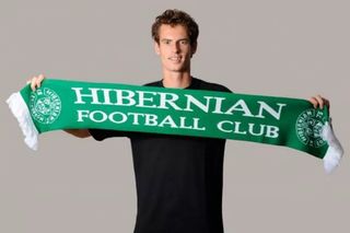 Andy Murray poses with a Hibernian scarf in an image posted on the Scottish club's social media channels.